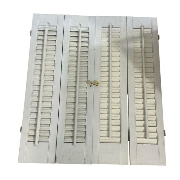 Vintage Bi fold Interior 29.5”x 28” Wood Window Plantation White Shutters - Picture 1 of 4